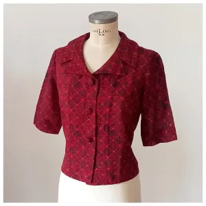 1950s 1960s - Gorgeous Abstract Crepe Top