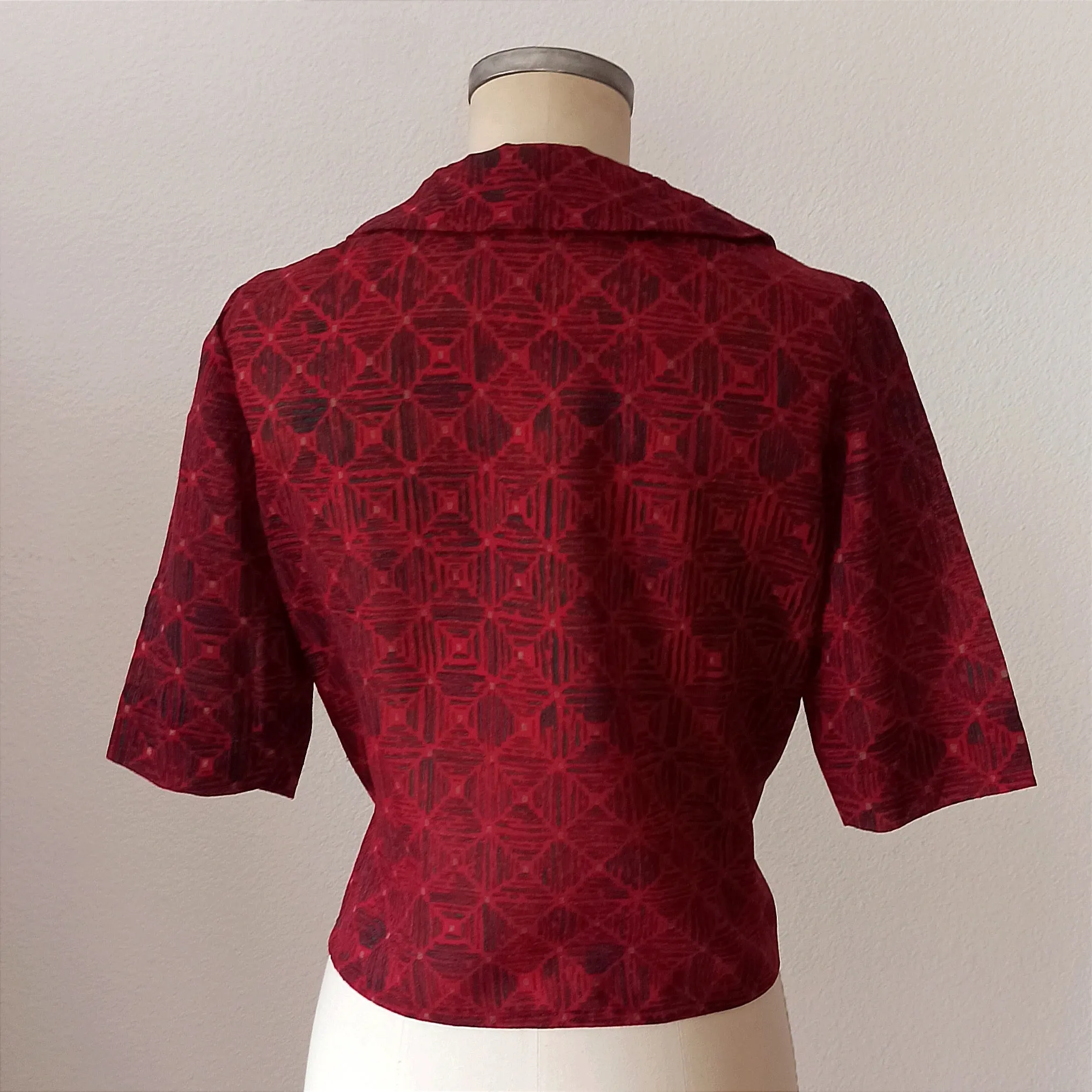 1950s 1960s - Gorgeous Abstract Crepe Top