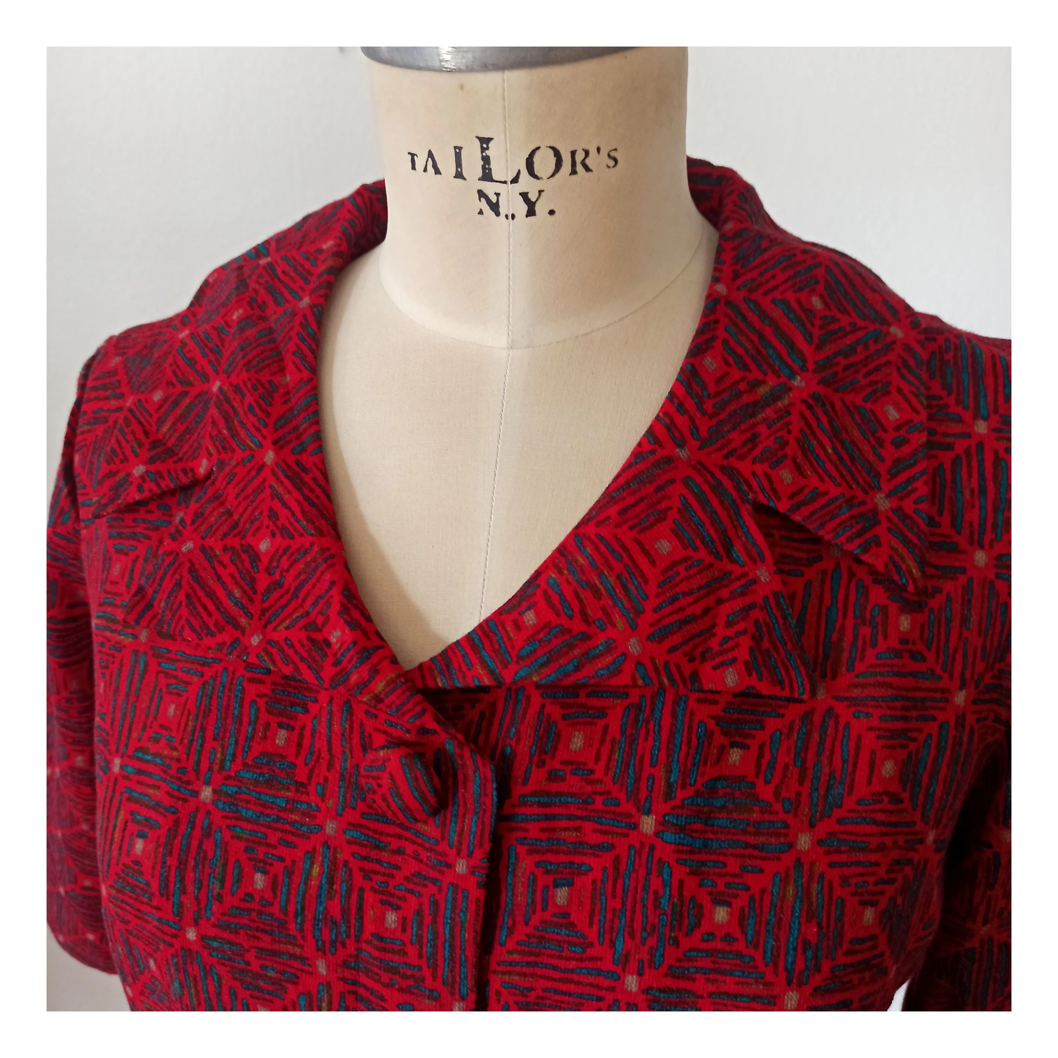 1950s 1960s - Gorgeous Abstract Crepe Top