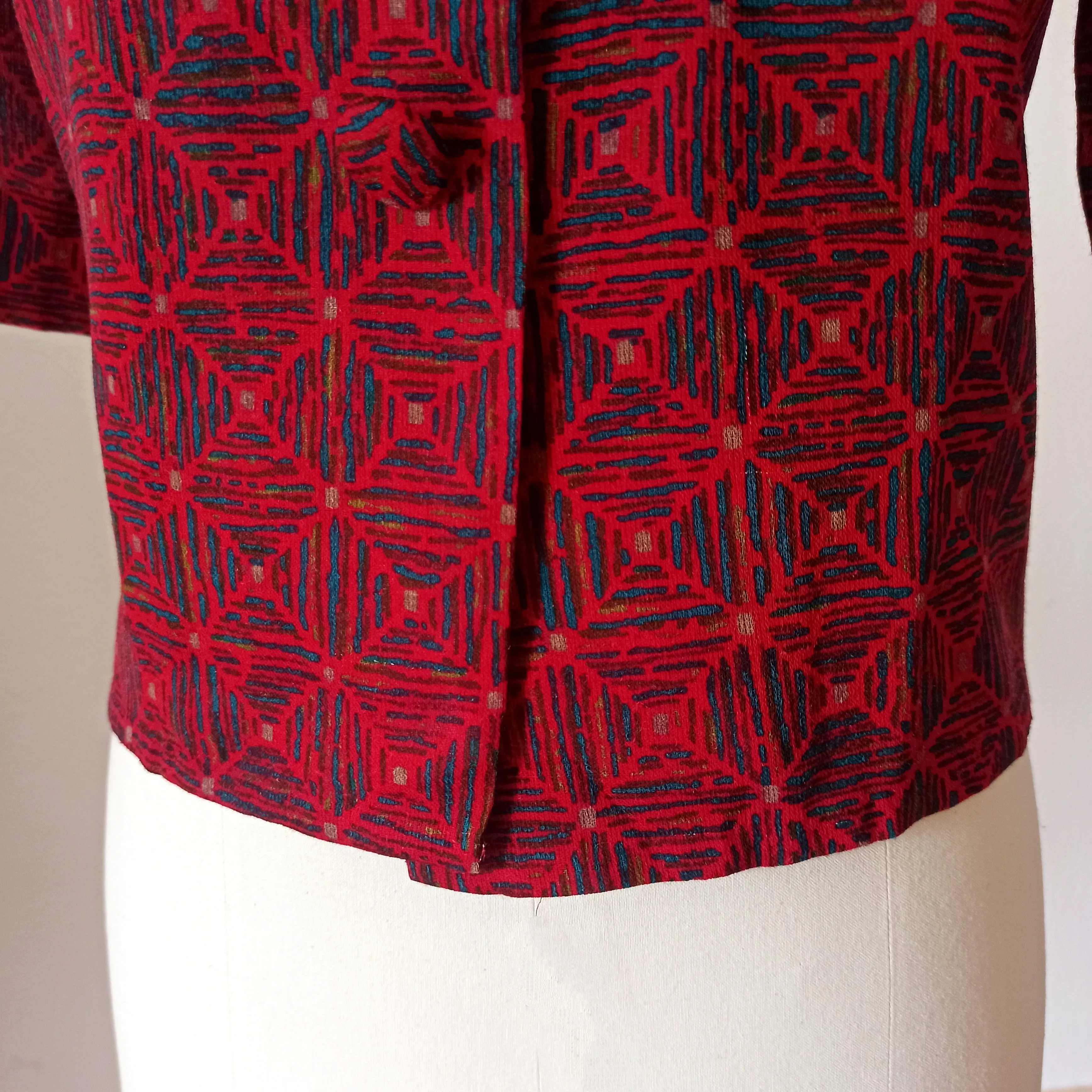 1950s 1960s - Gorgeous Abstract Crepe Top