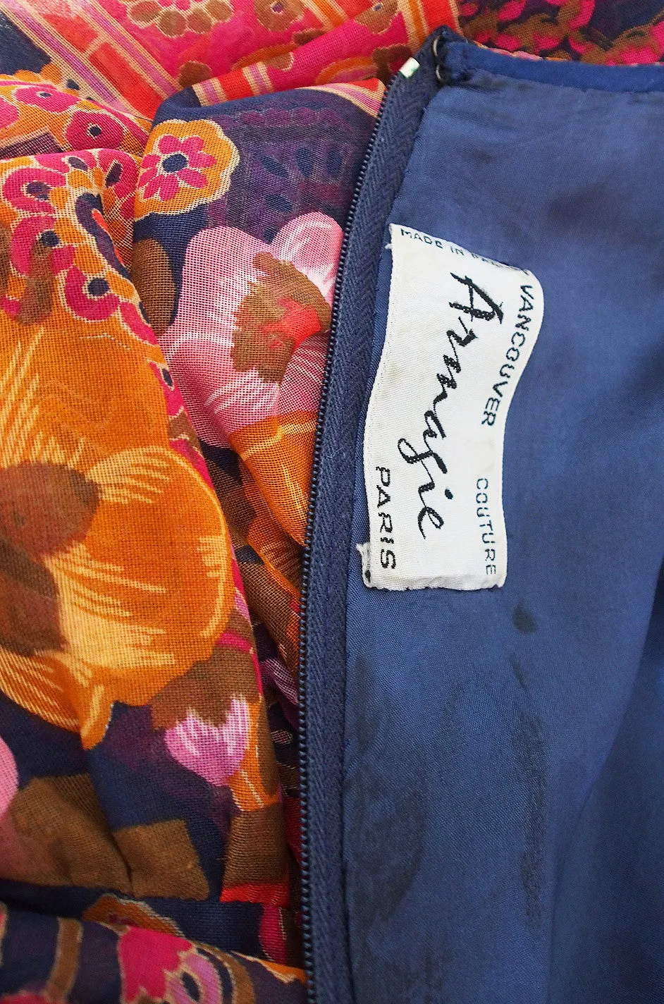 1960s Gorgeous Silk Voile Print Maxi Dress