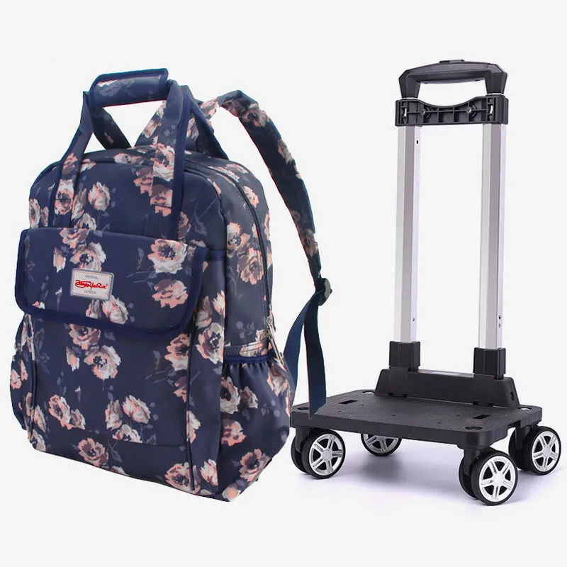 20inch Detachable Rolling Backpack Portable Travel Shopping Daypack