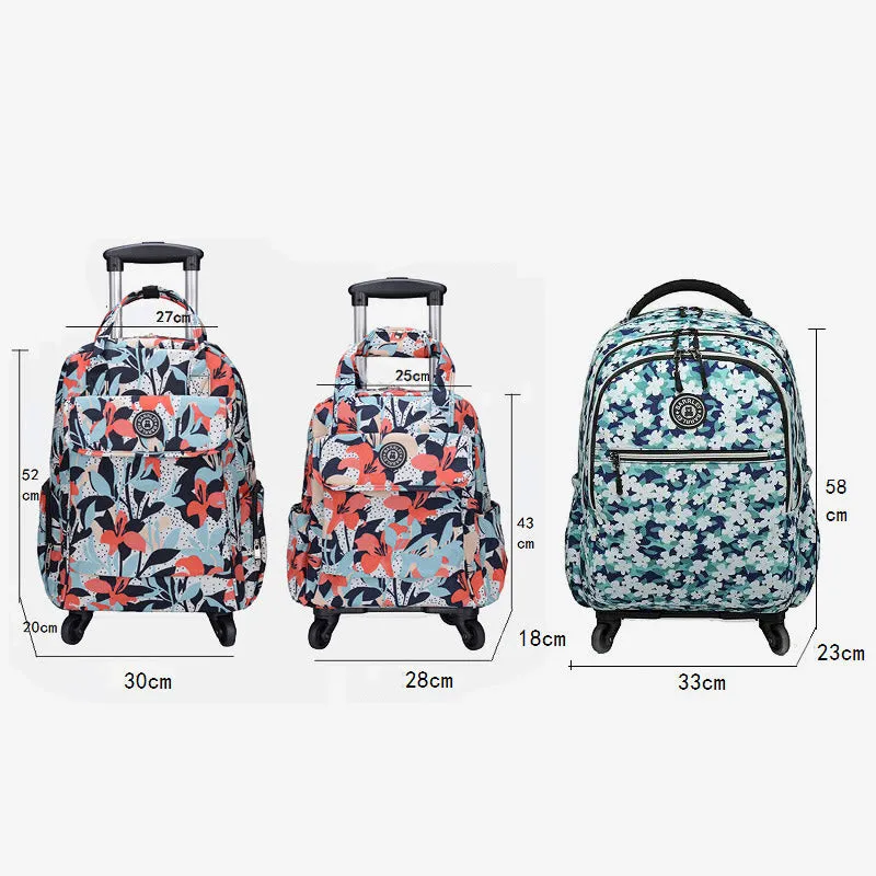 20inch Detachable Rolling Backpack Portable Travel Shopping Daypack