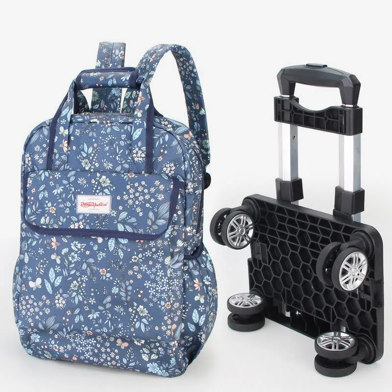 20inch Detachable Rolling Backpack Portable Travel Shopping Daypack