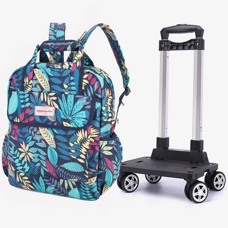 20inch Detachable Rolling Backpack Portable Travel Shopping Daypack