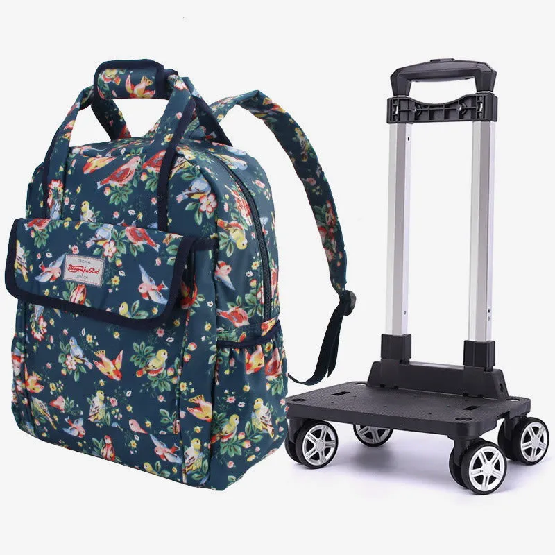 20inch Detachable Rolling Backpack Portable Travel Shopping Daypack