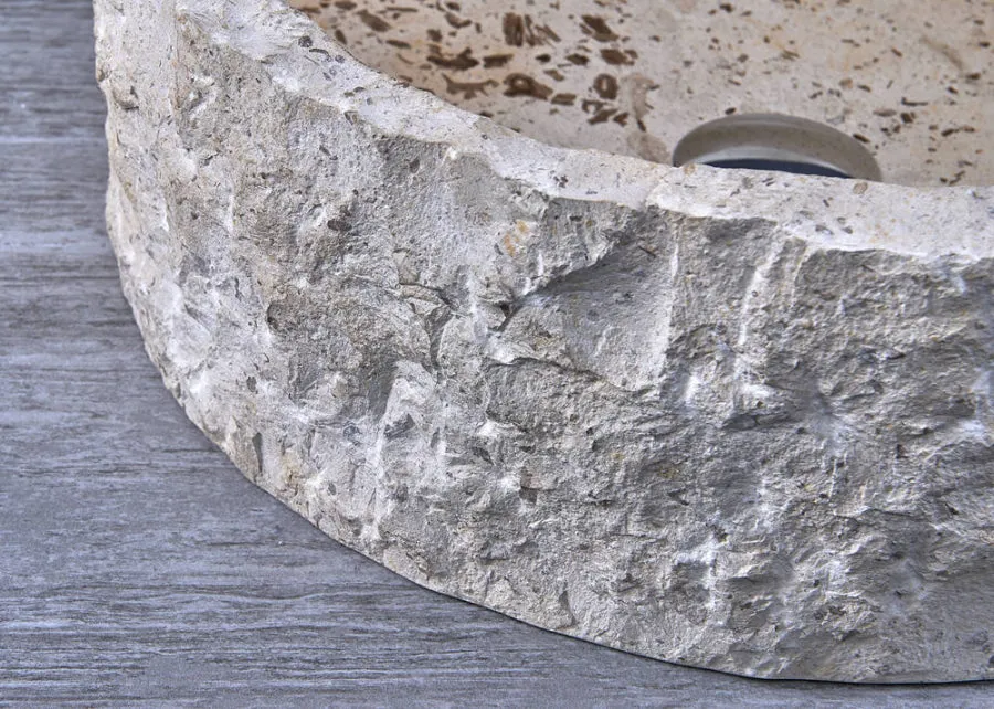 420x420x140mm Above Counter Basin Marble Surface Bathroom Round Stone Wash Basin Vintage Antique