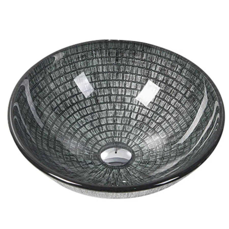 420x420x145mm Above Counter Tempered Glass Basin Round Bathroom Antique Vintage Wash Art Basin
