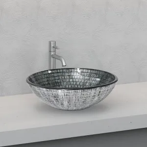 420x420x145mm Above Counter Tempered Glass Basin Round Bathroom Antique Vintage Wash Art Basin