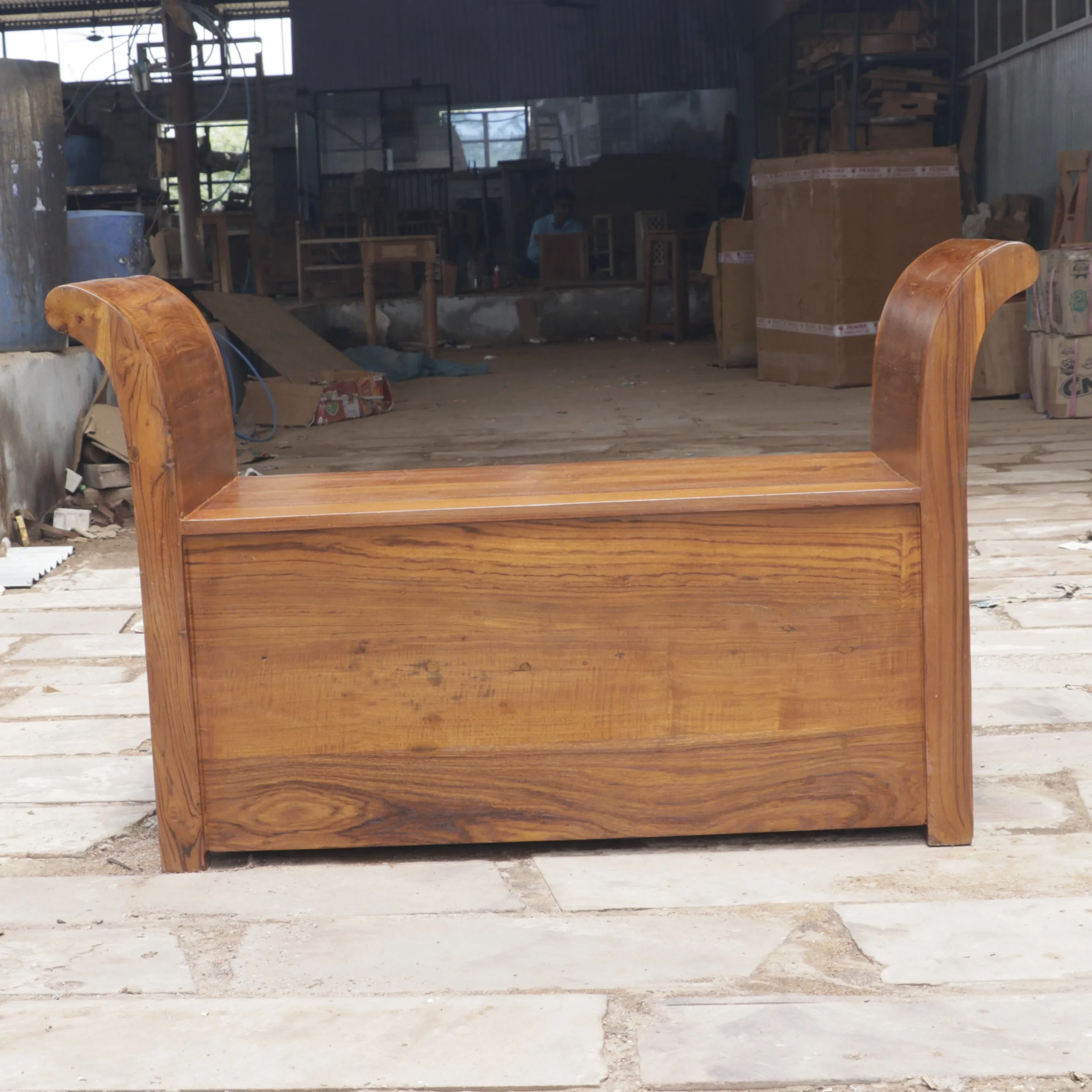 Aesthetic Curved Arm Antique Tiles Wooden Handmade Couch