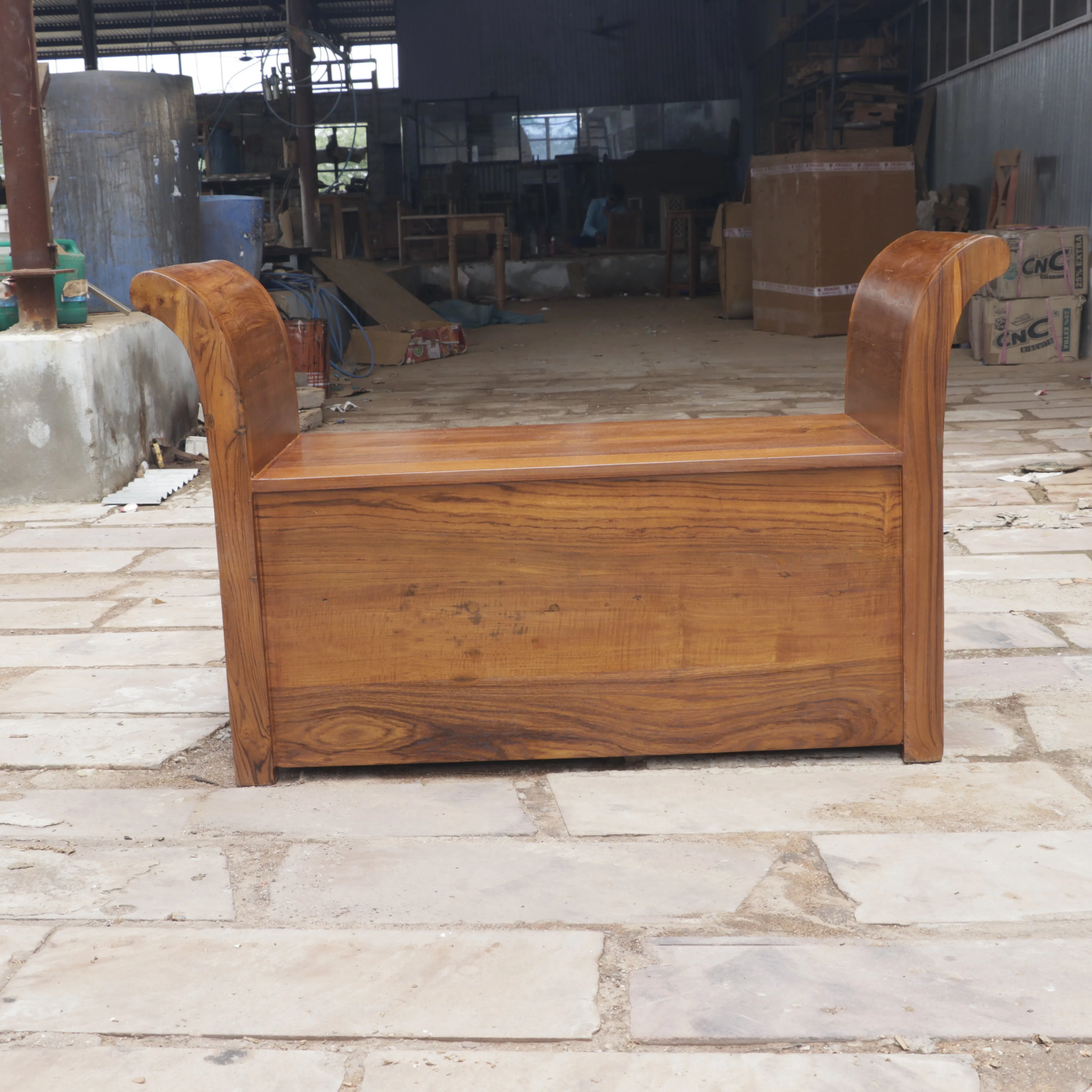 Aesthetic Curved Arm Antique Tiles Wooden Handmade Couch