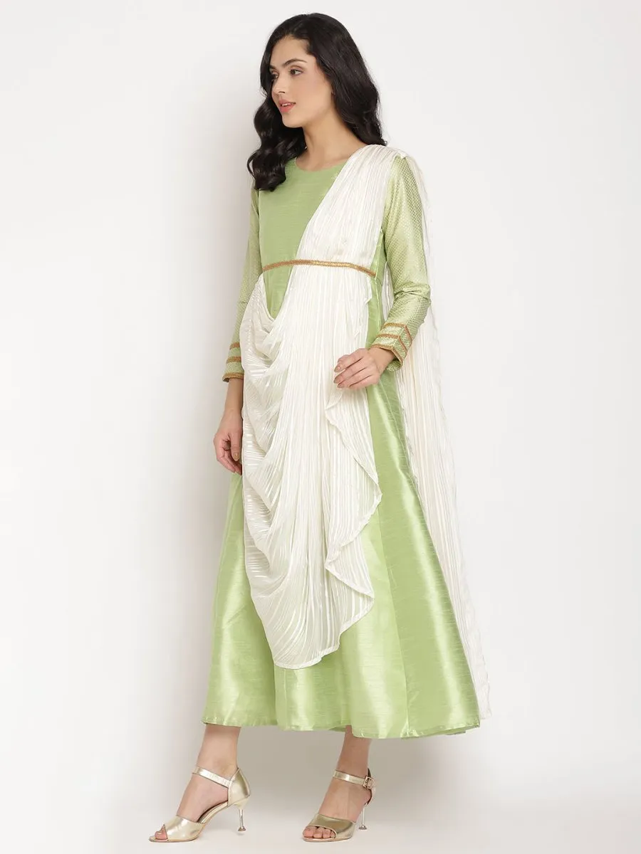 Ahalyaa Gorgeous Green Art Silk Kurta