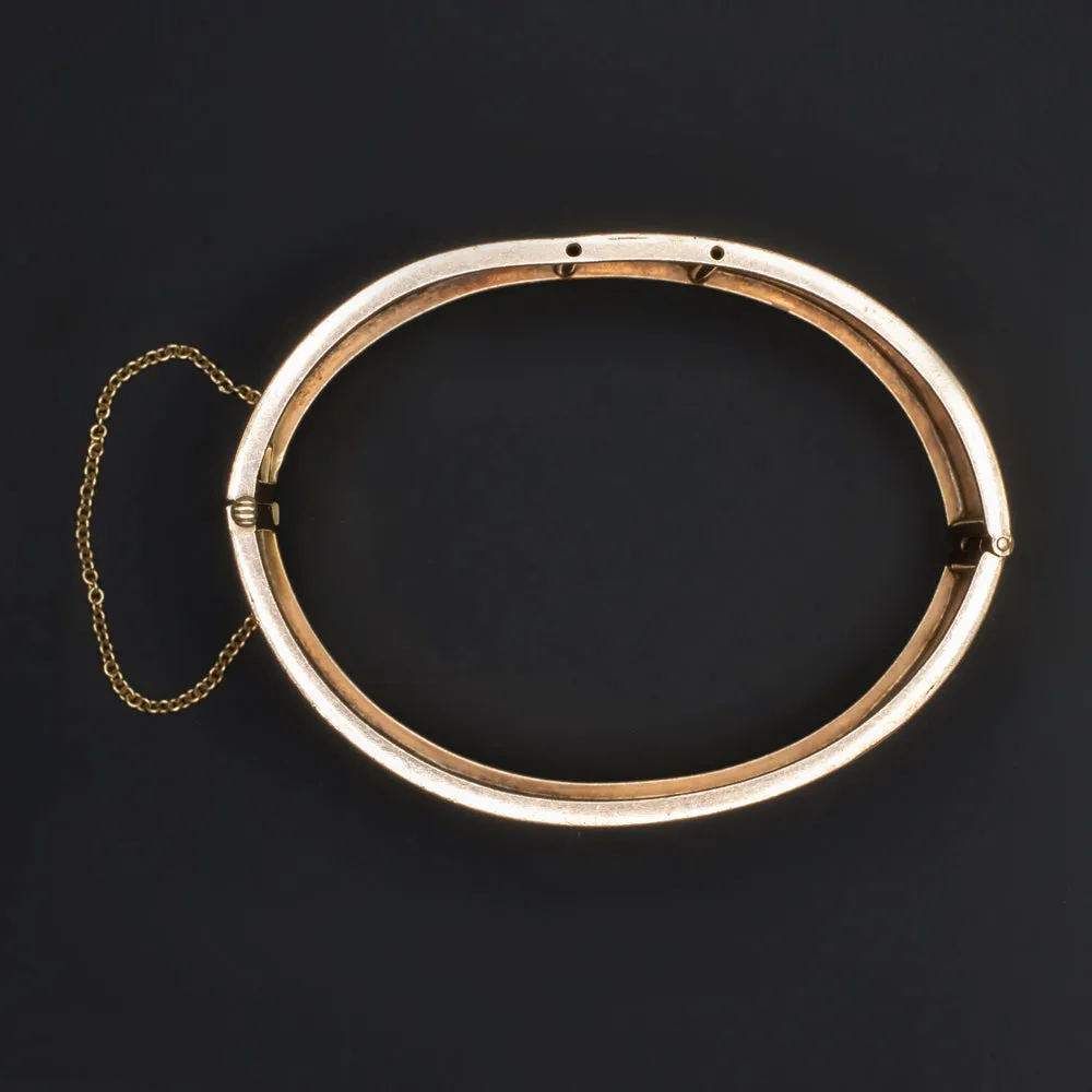 ANTIQUE 14k ROSE GOLD CUFF BRACELET 1in WIDE 35.5gm VICTORIAN ENGRAVED MONOGRAM