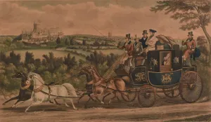 Antique Engraving, Charles Hunt, "The Birth Day Team",  Hand Colored, (1800s)!!