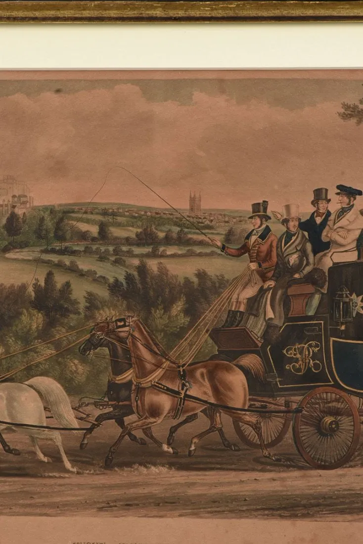 Antique Engraving, Charles Hunt, "The Birth Day Team",  Hand Colored, (1800s)!!