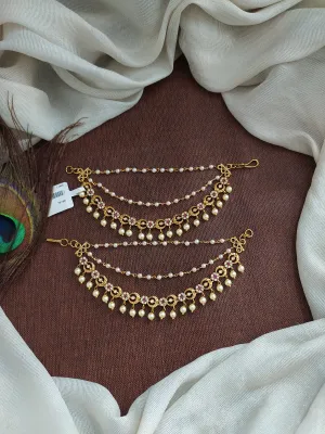 Antique Matil with White, Green, and Red Stones - Featuring Delicate Pearl Strands