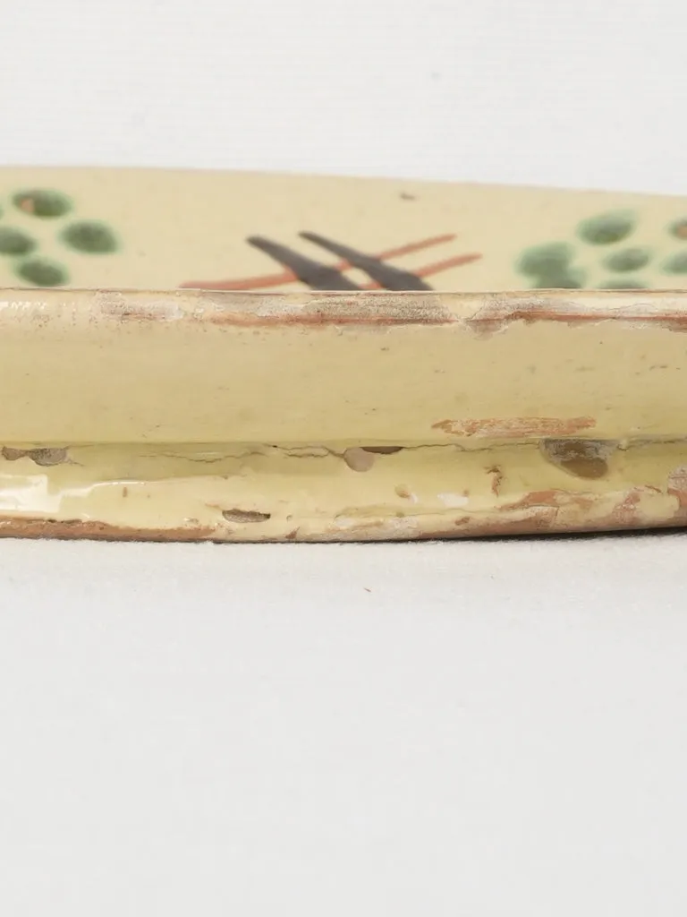 Antique Yellow glazed  plate w/ green spots & brown hatch pattern- Savoy 10¼"