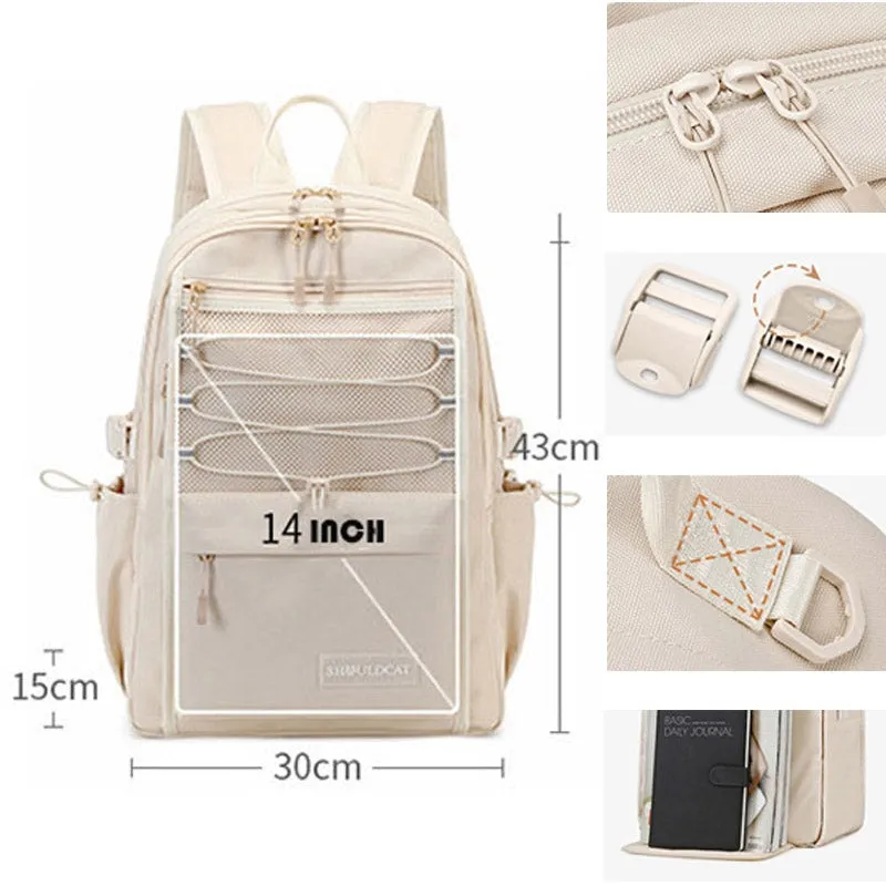 Backpack Middle School Bookbag Daypack with Clear Mesh