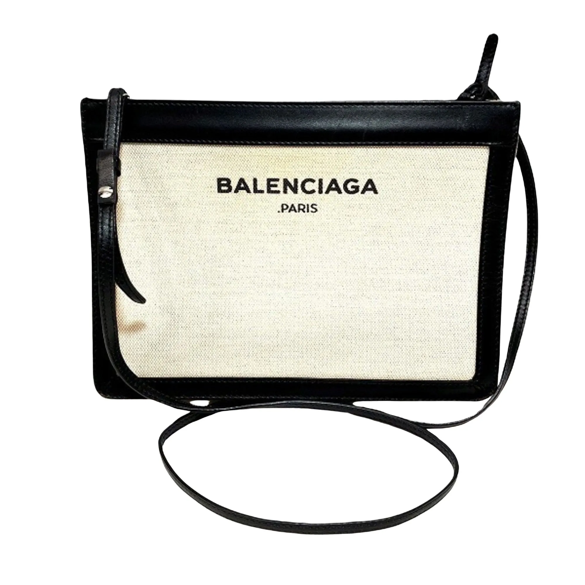 Balenciaga Navy pouch Beige Canvas Bag