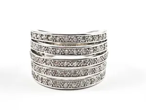 Beautiful Elegant Multi Row Fine CZ Setting Brass Ring