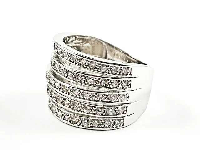 Beautiful Elegant Multi Row Fine CZ Setting Brass Ring