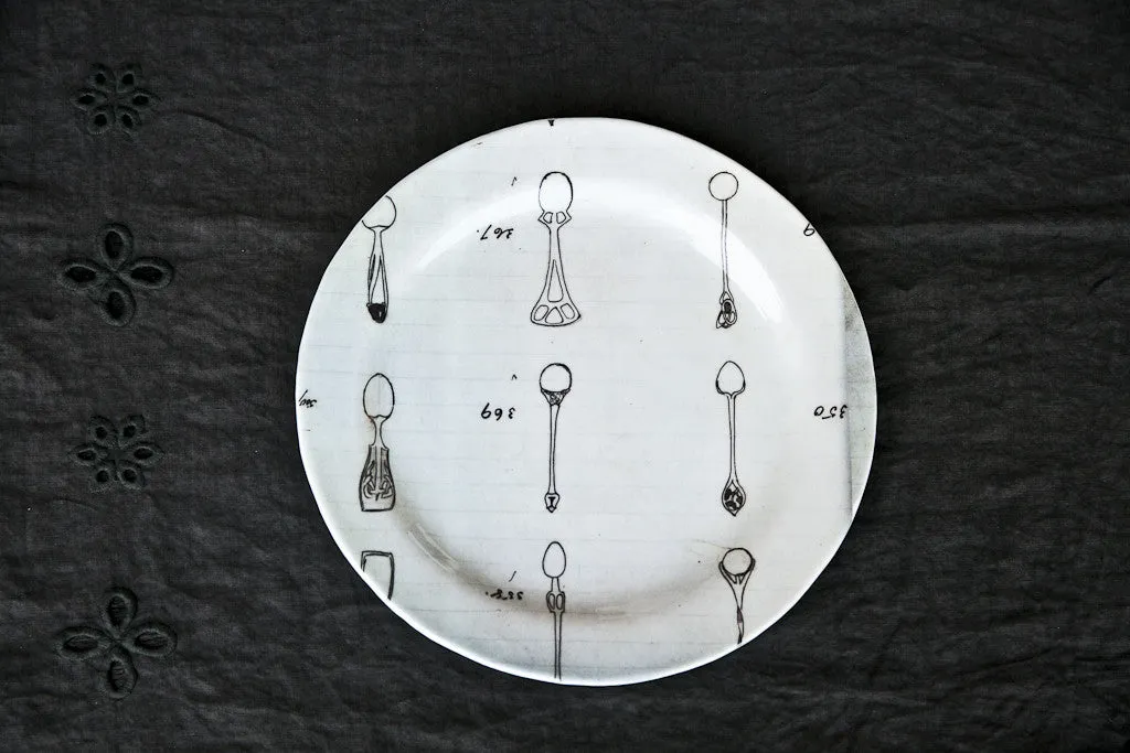 BIANCO NERO - High end Glass dinner ware set with printed spoons