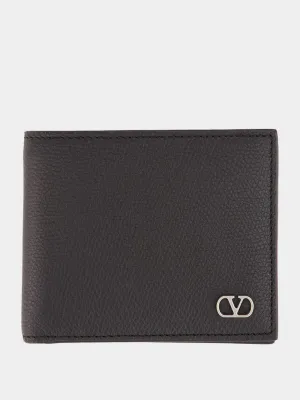 Black Calfskin Wallet with VLogo
