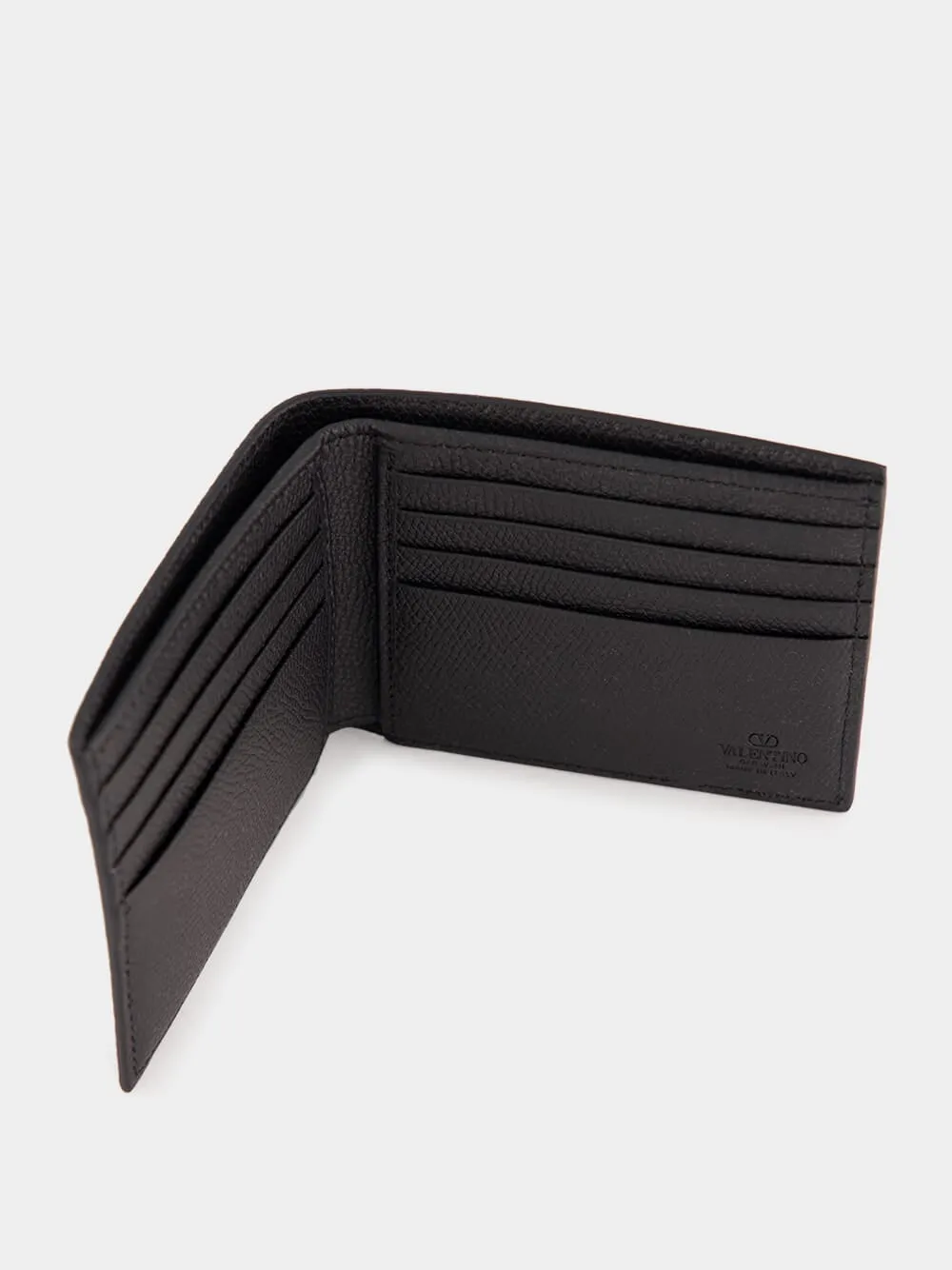 Black Calfskin Wallet with VLogo