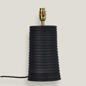 Black Ridged Large Tapered Lamp