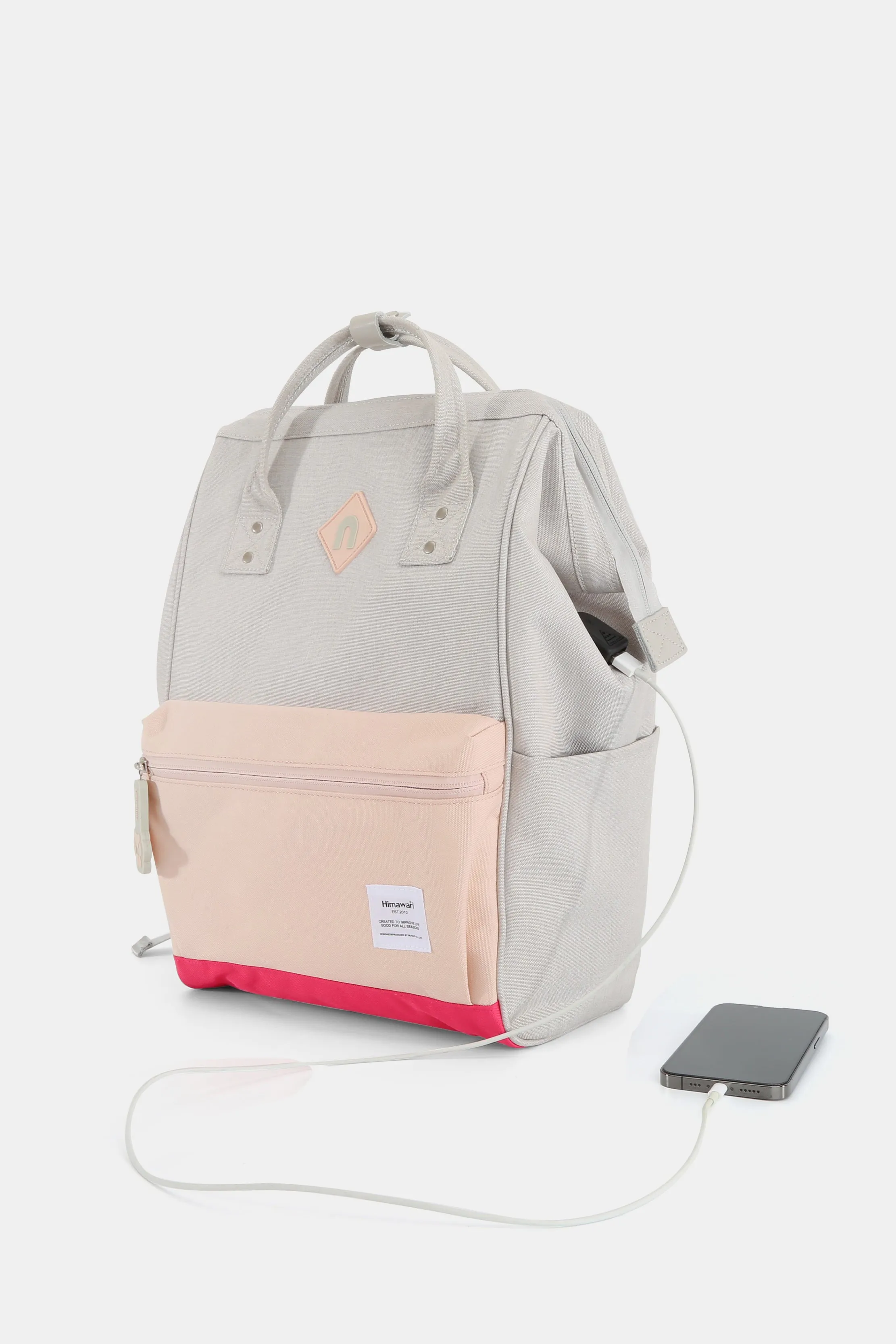 Blue Zone Planet |  Himawari Contrast Waterproof Backpack Bag with External USB Port