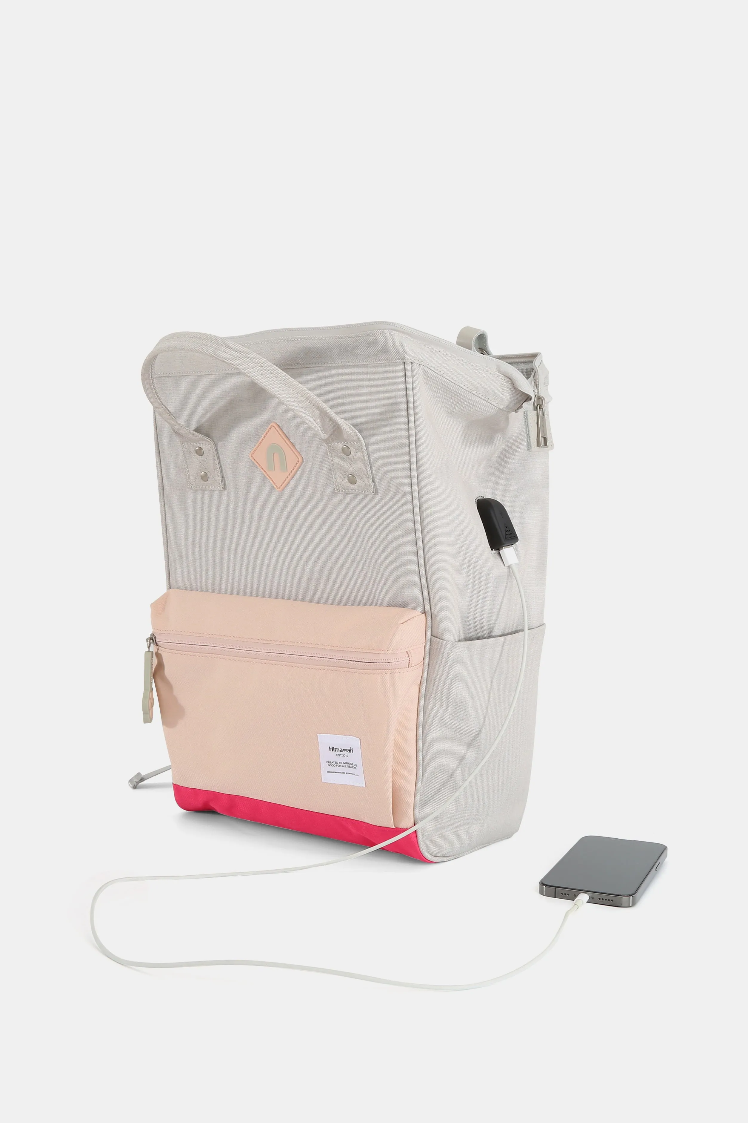 Blue Zone Planet |  Himawari Contrast Waterproof Backpack Bag with External USB Port