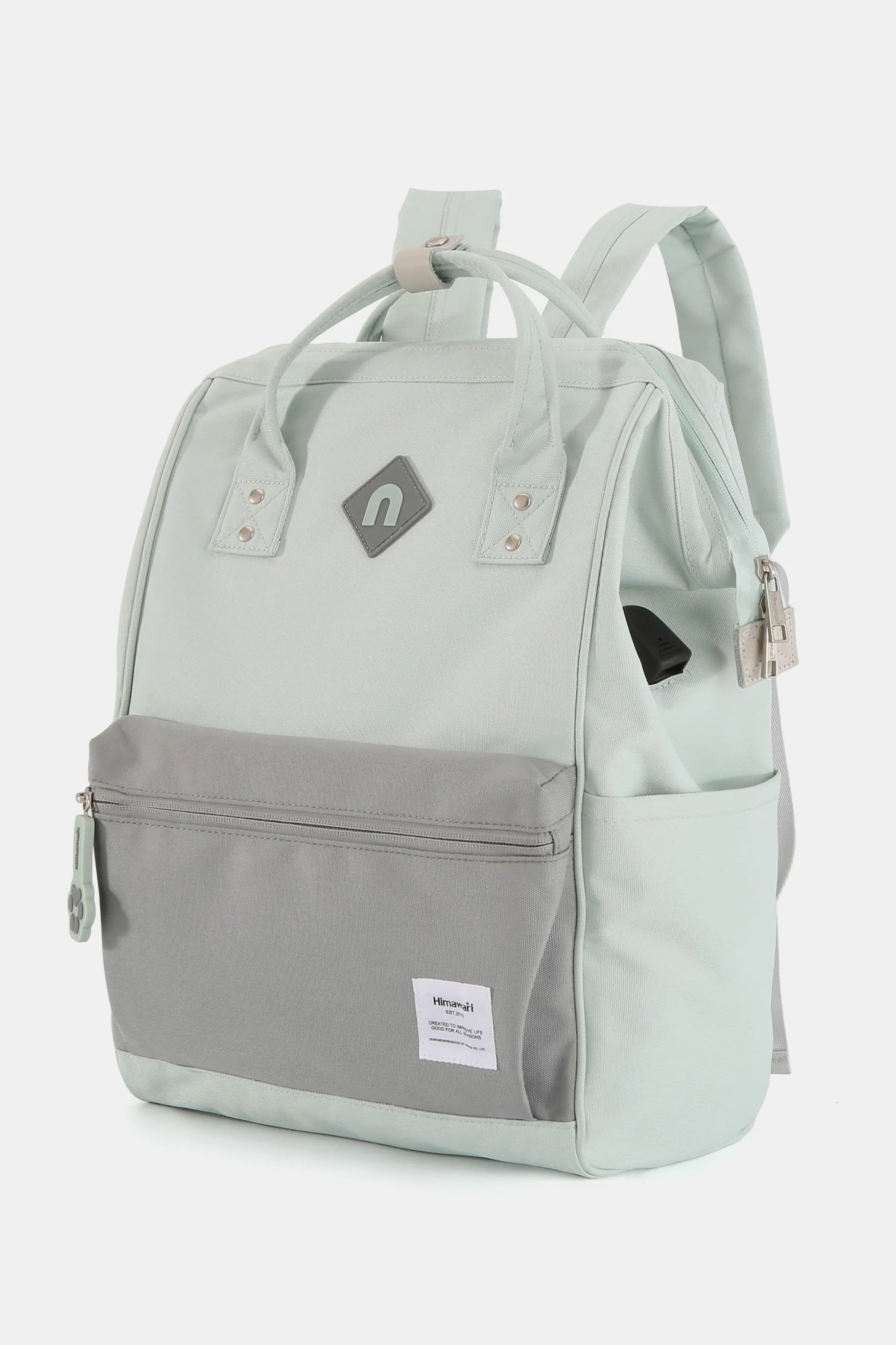 Blue Zone Planet |  Himawari Contrast Waterproof Backpack Bag with External USB Port