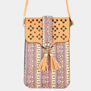 Boho Touch Screen Crossbody Cell Phone Bag Beige