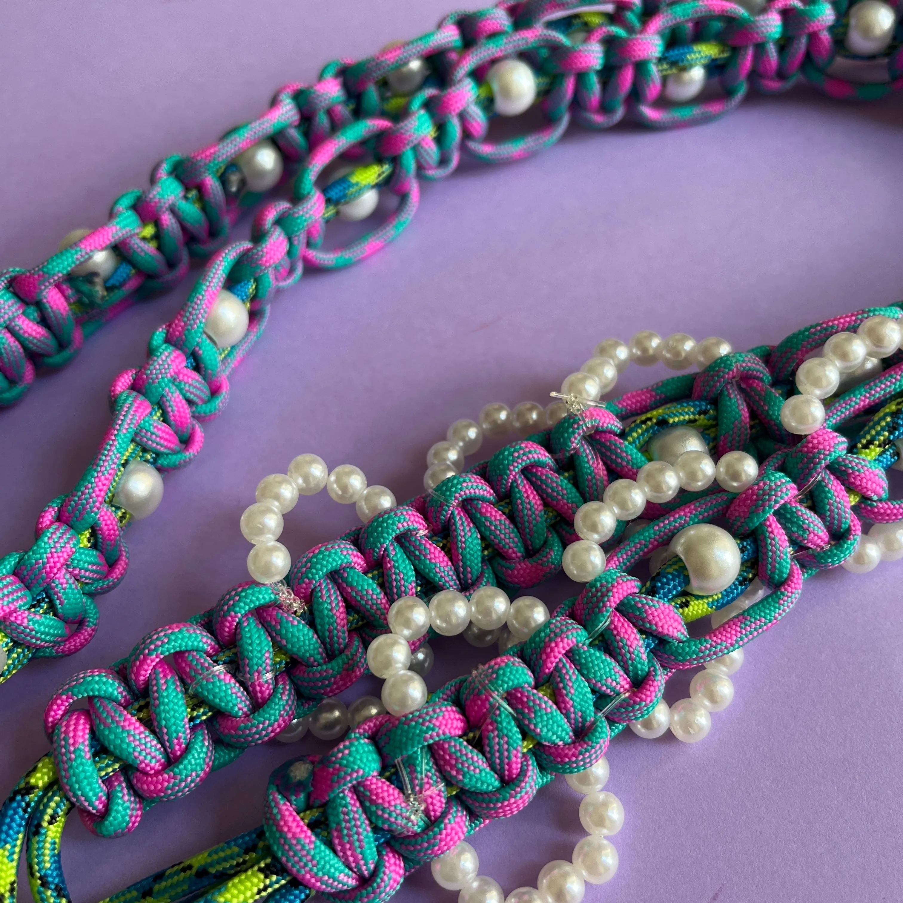 Braided Cord Phone strap lanyard pearly