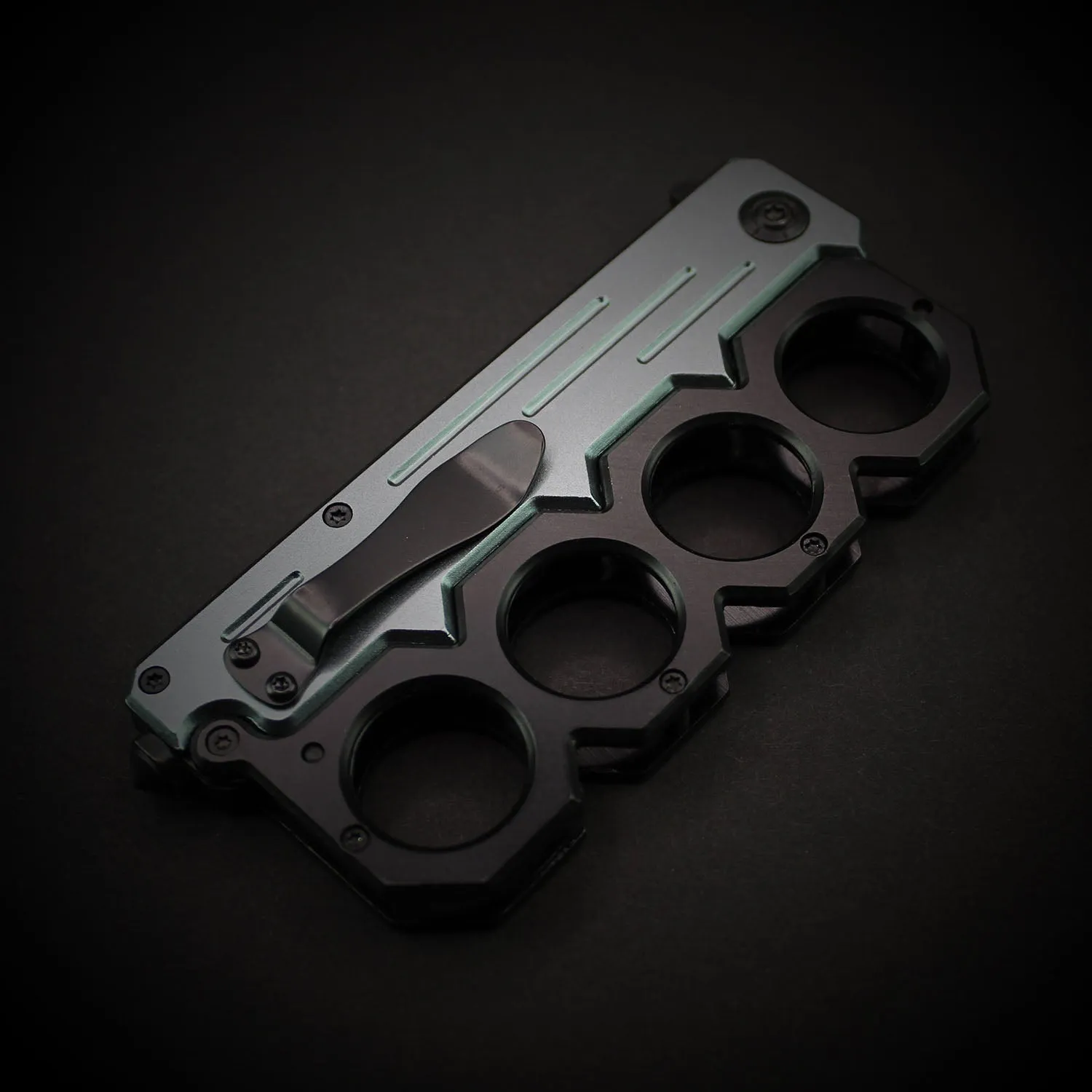 Brass Knuckle Spring Assisted Folding Trench Pocket Knife Gray