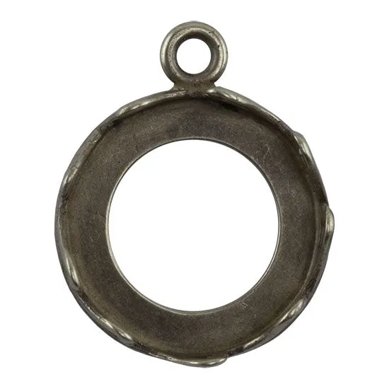 Bronze Plate Pendant Setting - Hearts Round 14mm Pkg/2