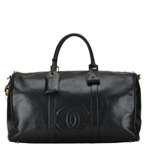 Chanel CC Caviar Travel Bag Leather Travel Bag in Good condition