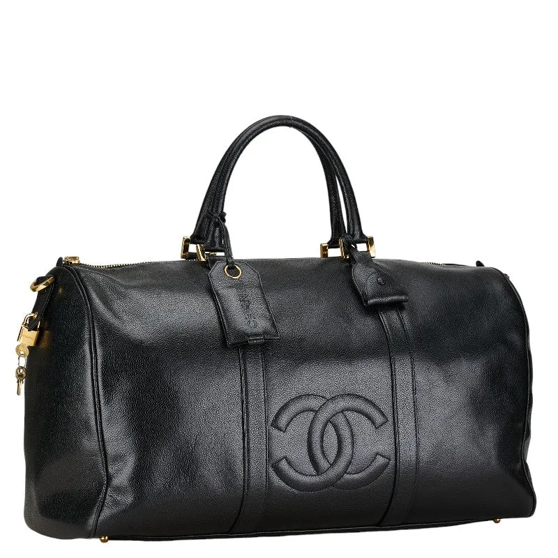 Chanel CC Caviar Travel Bag Leather Travel Bag in Good condition