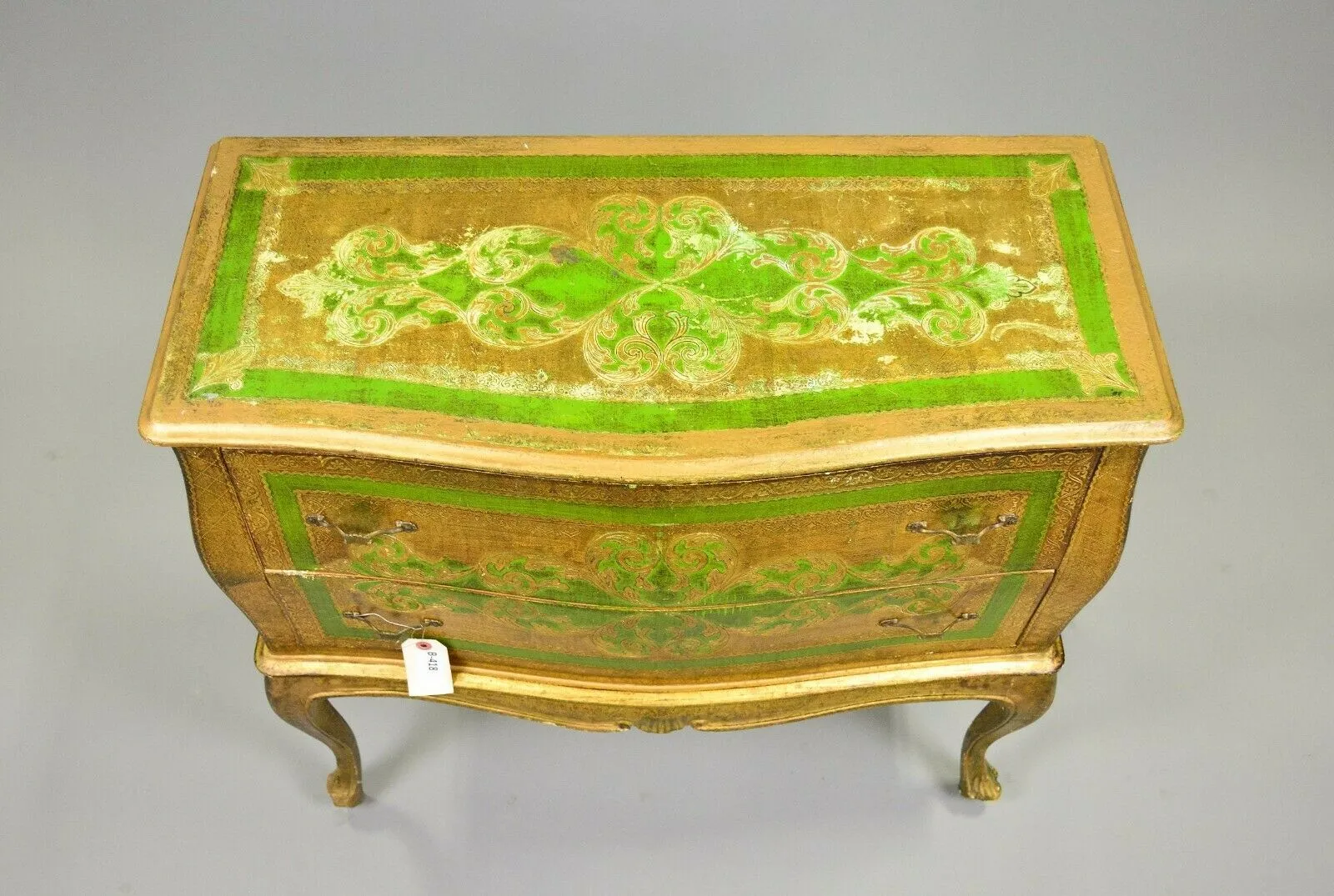 Chest / Dresser, Green and Gold Florentine, 2 Drawer, Vintage / Antique, Charming!!