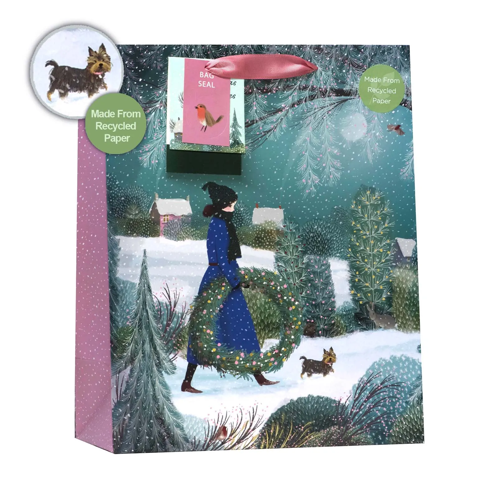Christmas Snowfall Holly Gift Bag