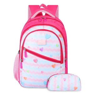 Combo: 30L School Backpack with Pencil Pouch & Cross Zip Pocket | Blush Pink | For Boys & Girls Age 8-10