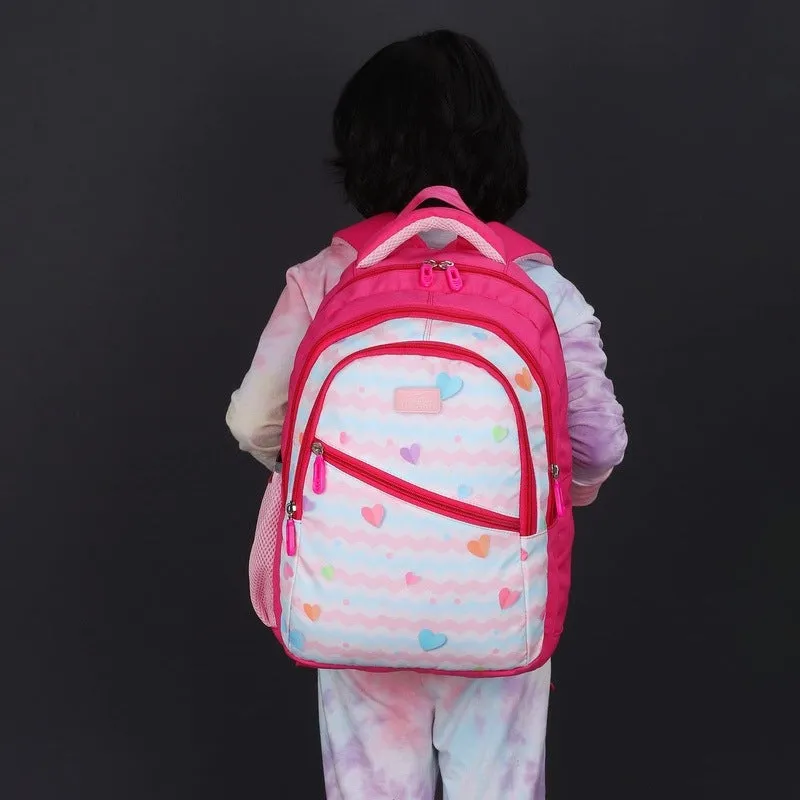 Combo: 30L School Backpack with Pencil Pouch & Cross Zip Pocket | Blush Pink | For Boys & Girls Age 8-10