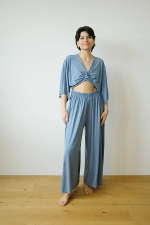 cupro multiwrap jumpsuit - blue