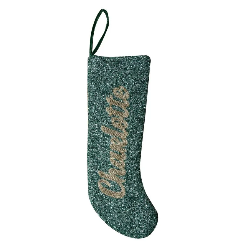 CUSTOM BEADED STOCKING ARIAL FONT