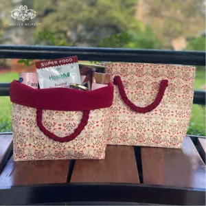 Delicate Floral Roll down Bag/Basket