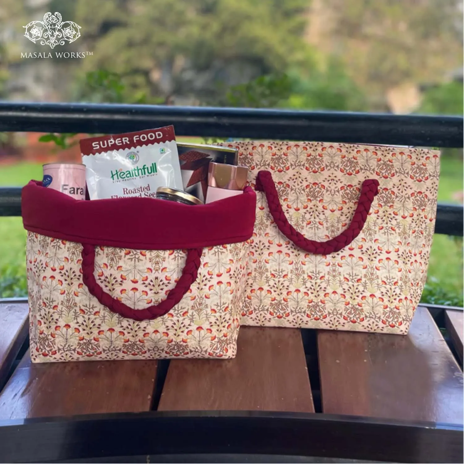 Delicate Floral Roll down Bag/Basket