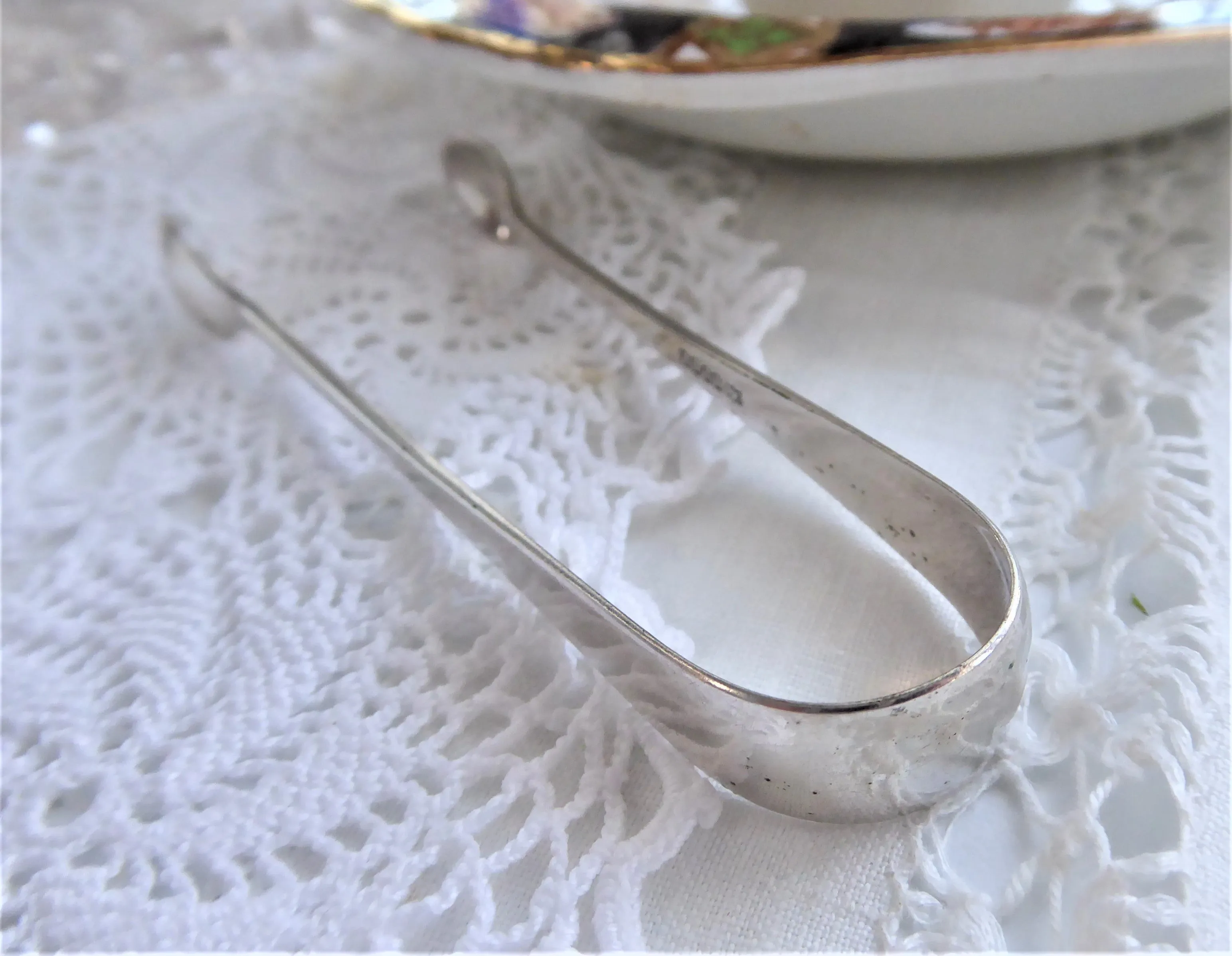 Edwardian Era Sugar Tongs English Spoon Ends EPNS James Dixon Shefflield