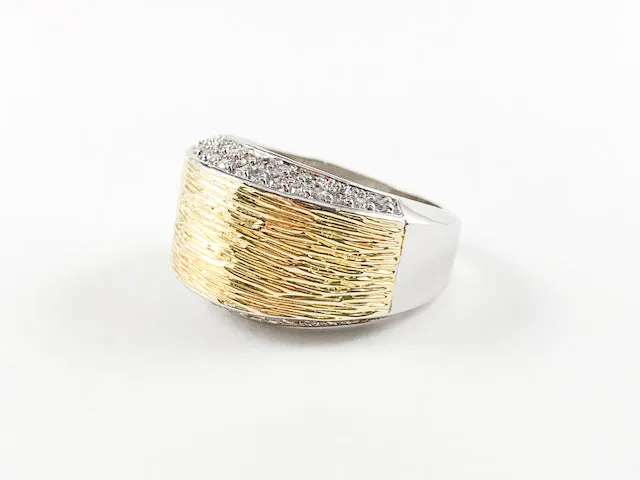 Elegant Casual 2 Tone Gold Brushed Brass Ring