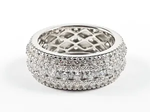 Elegant Fine Multi Row CZ Eternity Silver Ring