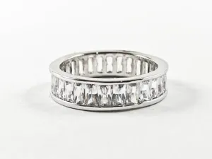 Elegant High Quality Baguette CZ Setting Eternity Band Brass Ring.
